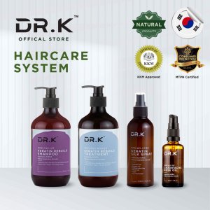 (4 ITEMS) DR.K Keratin RB Shampoo + Keratin RB Treatment + Keratin Silk Spray + Champagne Rose Oil